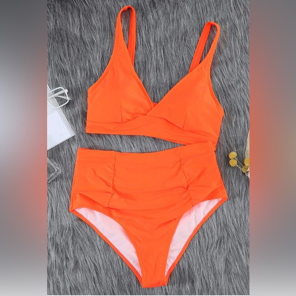 Plus Size High Waisted Swimsuits Ruched Tummy Control Bikini Set Push Up Bra NEW - Picture 11 of 15